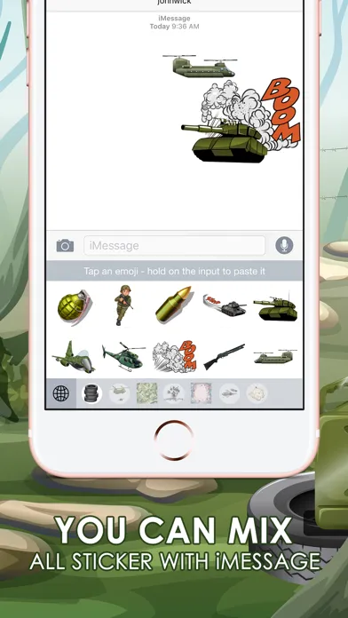 Tangkapan skrin Military Emoji Stickers Keyboard Themes ChatStick