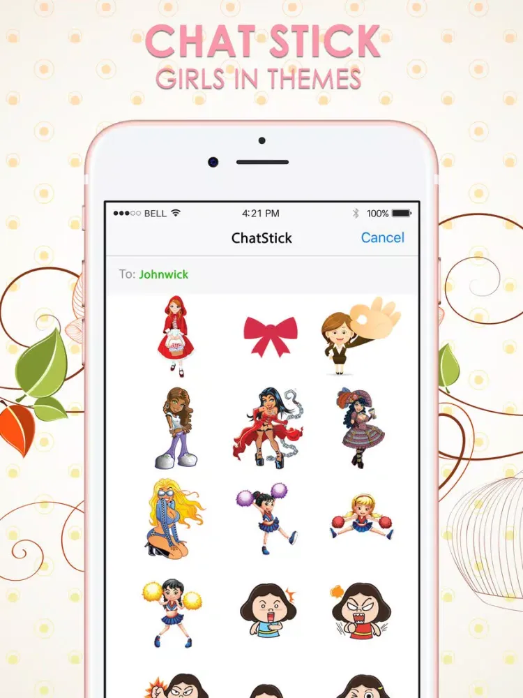 Girls Emoji Stickers Keyboard Themes ChatStick iPad  Screenshots