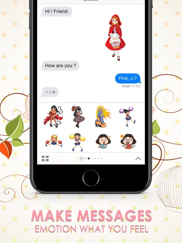 Girls Emoji Stickers Keyboard Themes ChatStick iPad  Screenshots