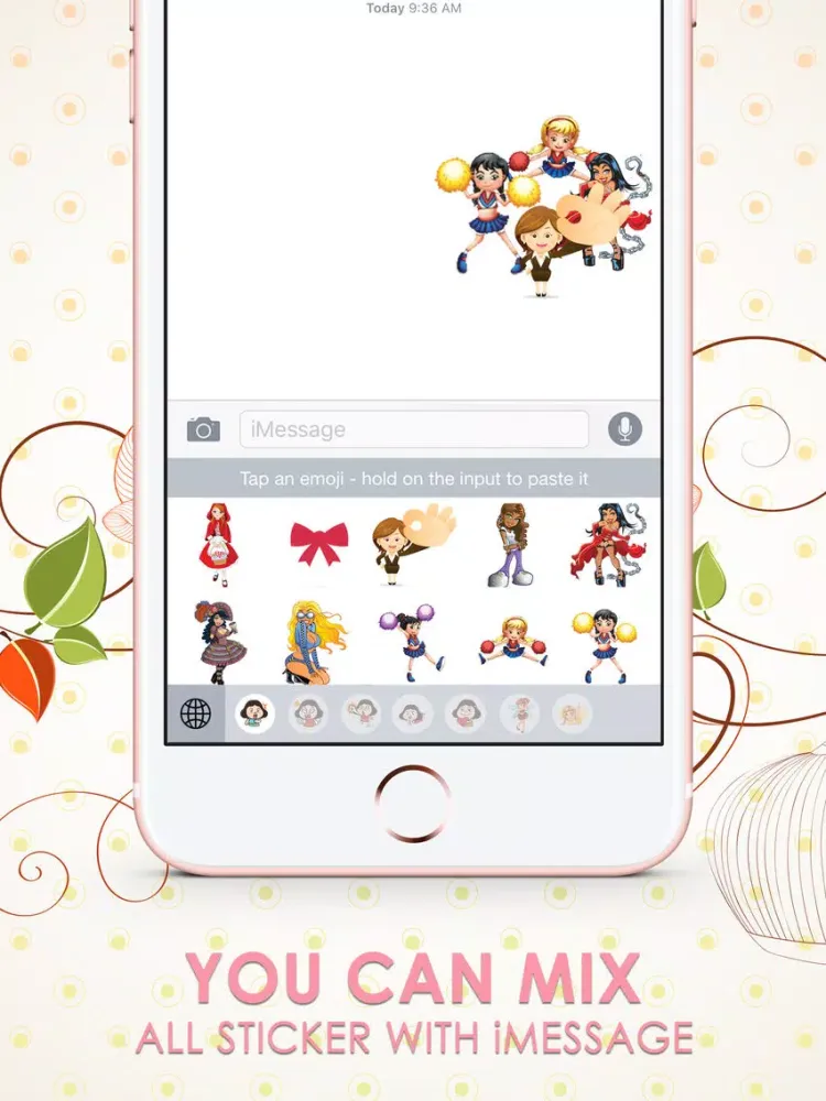Girls Emoji Stickers Keyboard Themes ChatStick iPad  Screenshots
