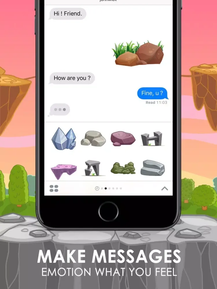 Stone Emoji Stickers Keyboard Themes ChatStick iPad  Screenshots