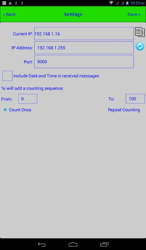 UDP Transceiver Screenshots