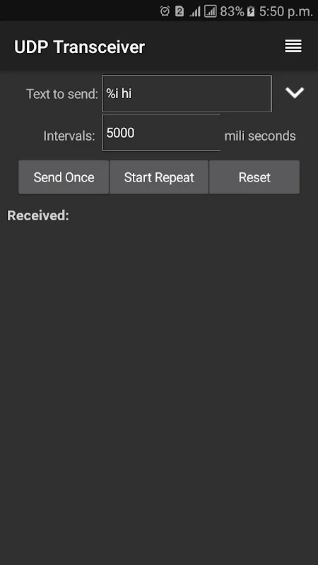 UDP Transceiver Screenshots