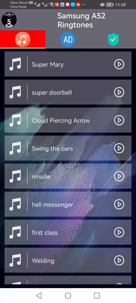 Samsung Galaxy A52 Ringtones Screenshots