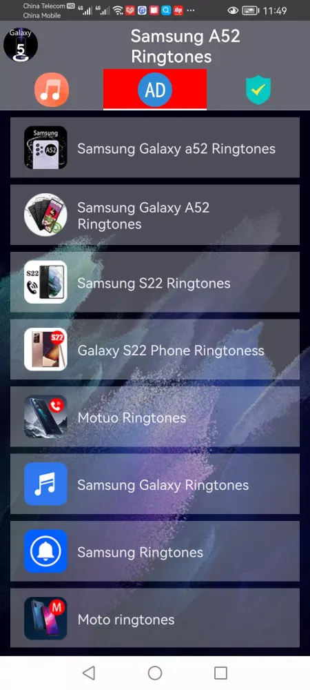 Samsung Galaxy A52 Ringtones Screenshots