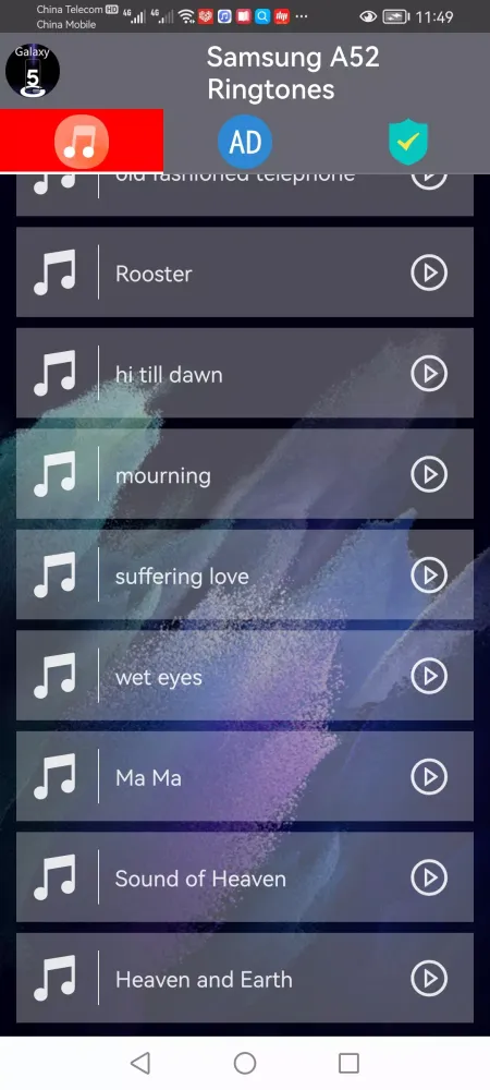 Samsung Galaxy A52 Ringtones Screenshots