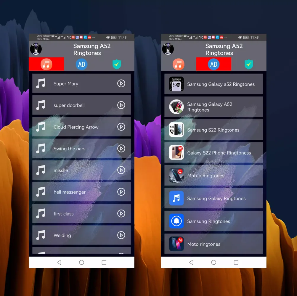 Samsung Galaxy A52 Ringtones Screenshots