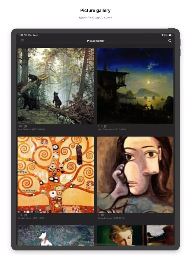 Скриншоты Gallerix - Giant Online Museum iPad 