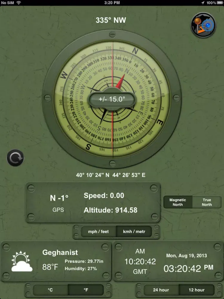Military Compass+ iPad 應用截圖