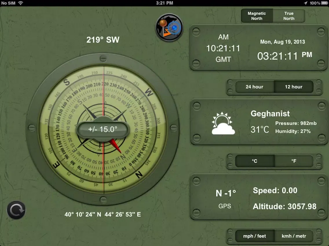Military Compass+ iPad 應用截圖