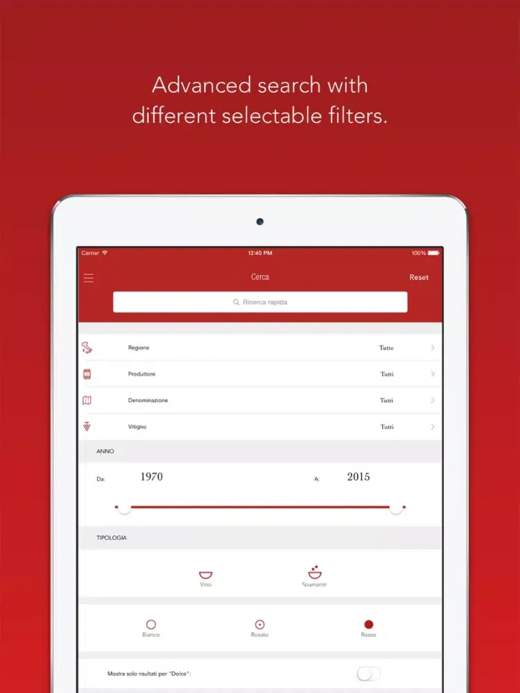 Ảnh chụp màn hình của Italian Wines iPad 