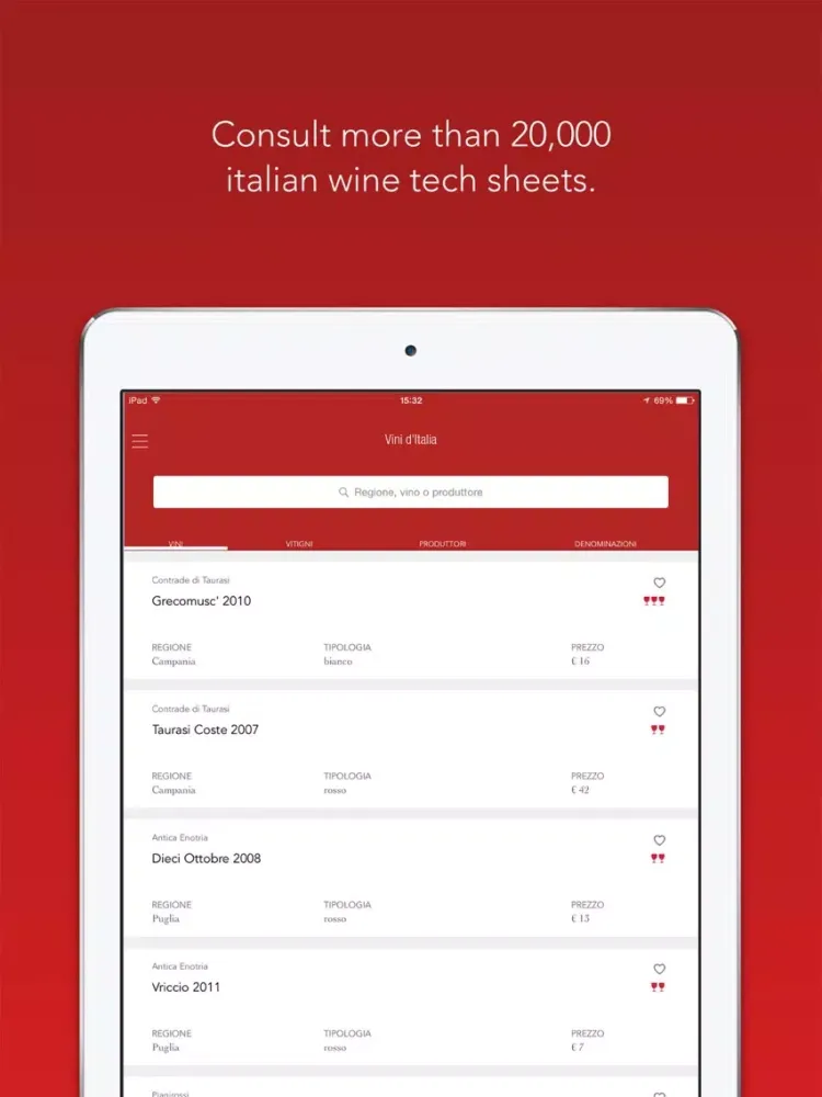 Ảnh chụp màn hình của Italian Wines iPad 