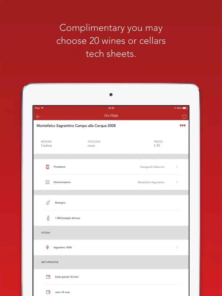 Ảnh chụp màn hình của Italian Wines iPad 