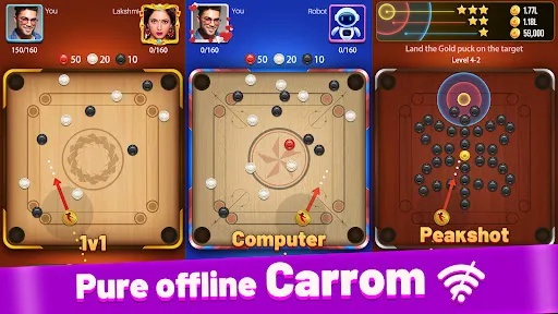 Carrom Lite-Board Offline Game Screenshots