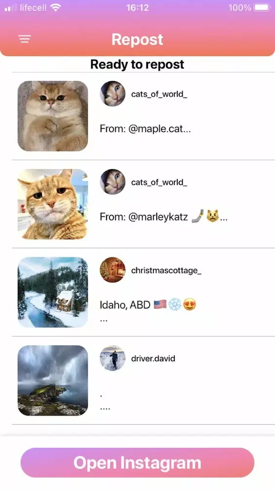 Repost for Instagram Profile स्क्रीनशॉट