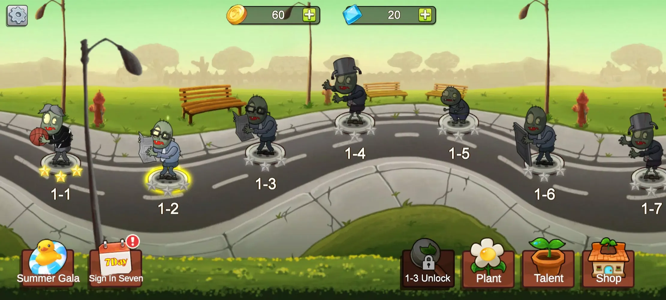 Tangkapan layar Merge Plants – Defense Zombies