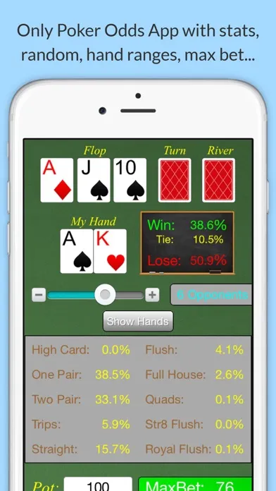Ảnh chụp màn hình của Max Bet Poker Odds Calculator