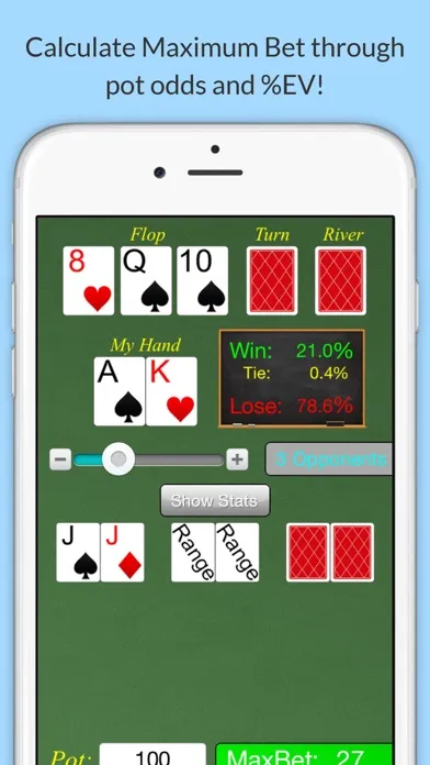 Ảnh chụp màn hình của Max Bet Poker Odds Calculator