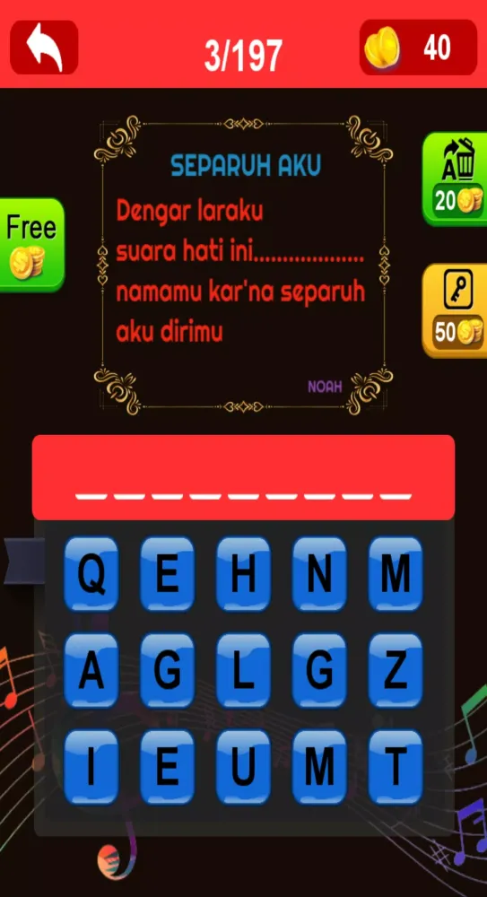 Song Lyrics Quiz スクリーンショット