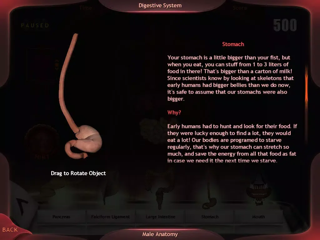 Capturas de tela do Evolutionary Anatomy iPad 