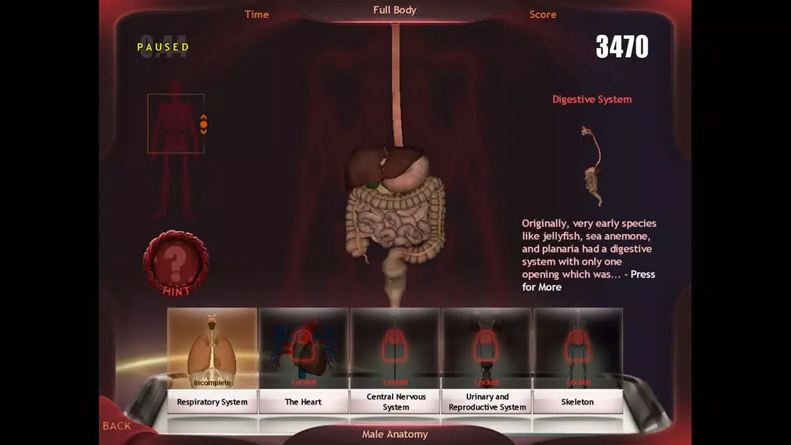 Capturas de tela do Evolutionary Anatomy