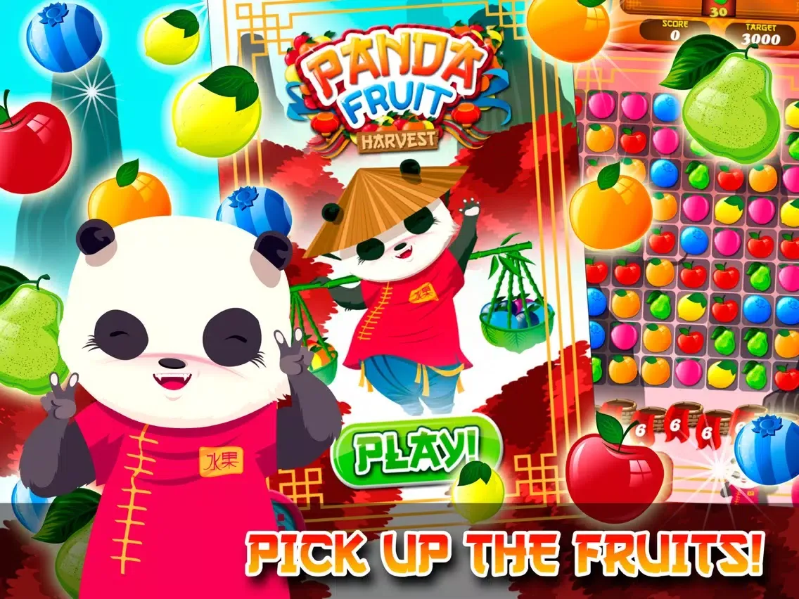 Panda Fruit Harvest Free Match 3 iPad  স্ক্রিনশট