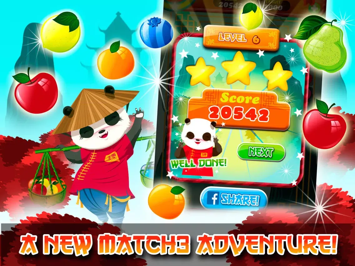 Panda Fruit Harvest Free Match 3 iPad  স্ক্রিনশট
