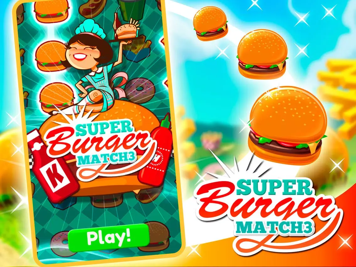 Super Burger Match 3 Deluxe HD iPad  स्क्रीनशॉट