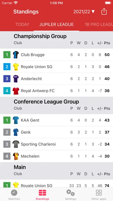 Live Scores for Jupiler League Ekran Görüntüleri