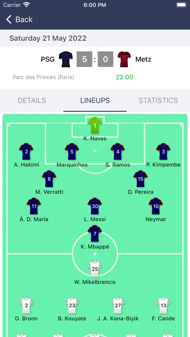 Capturas de tela do Live Scores of Football France