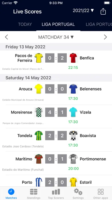 Live Scores for Liga Portugal سکرین شاٹس