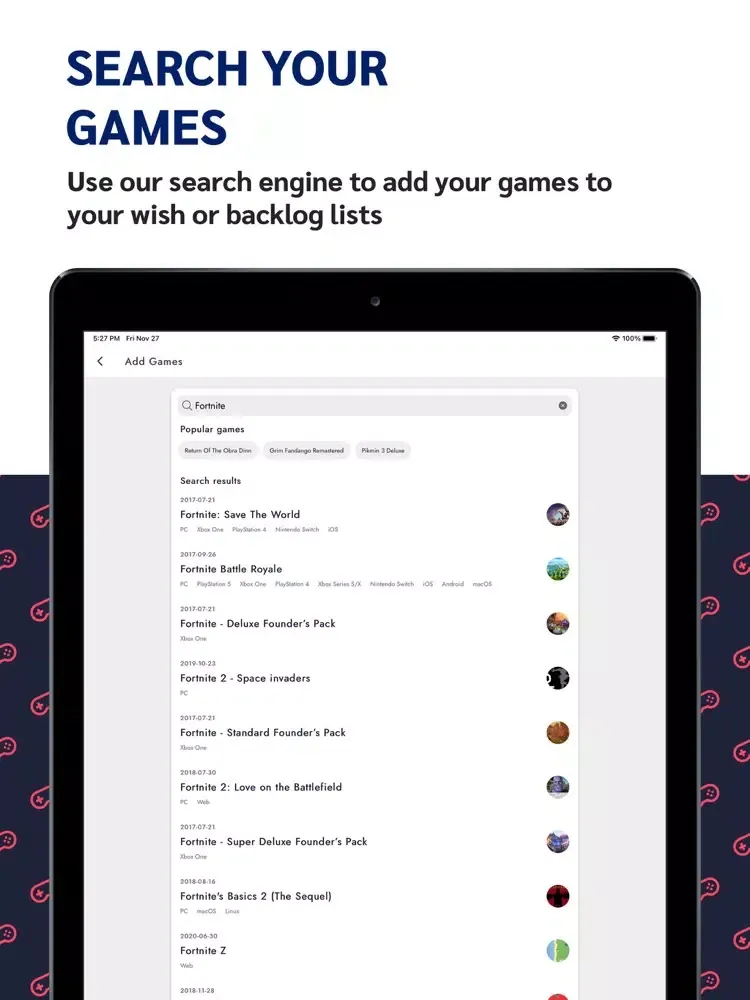 Gamelogium: Your game backlog iPad  Ekran Görüntüleri