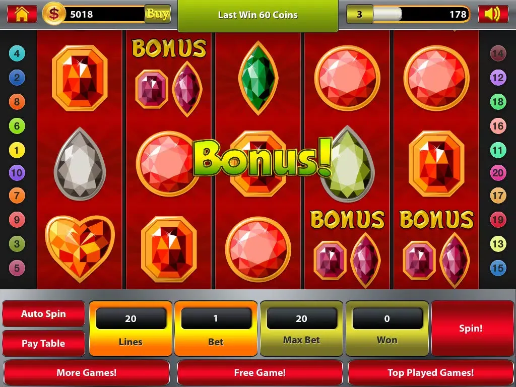 Tangkapan layar 'Gems and Jewels Slots: Big Money Lucky Vegas Slot Machine Games iPad 