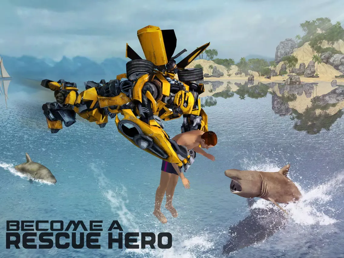 صور Robot Squad - Beach Rescue: Flying Robot Hero iPad 