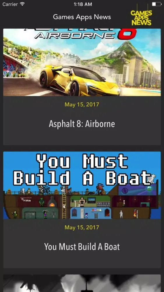 Screenshot di Games Apps News