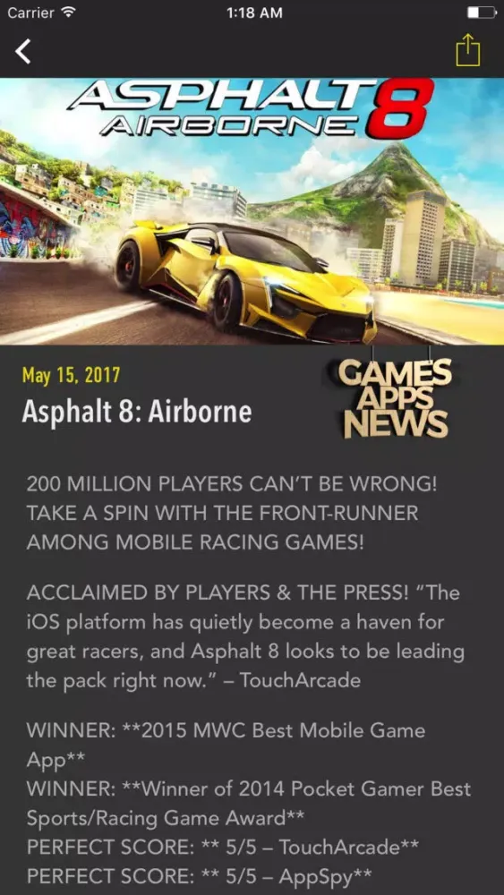Screenshot di Games Apps News