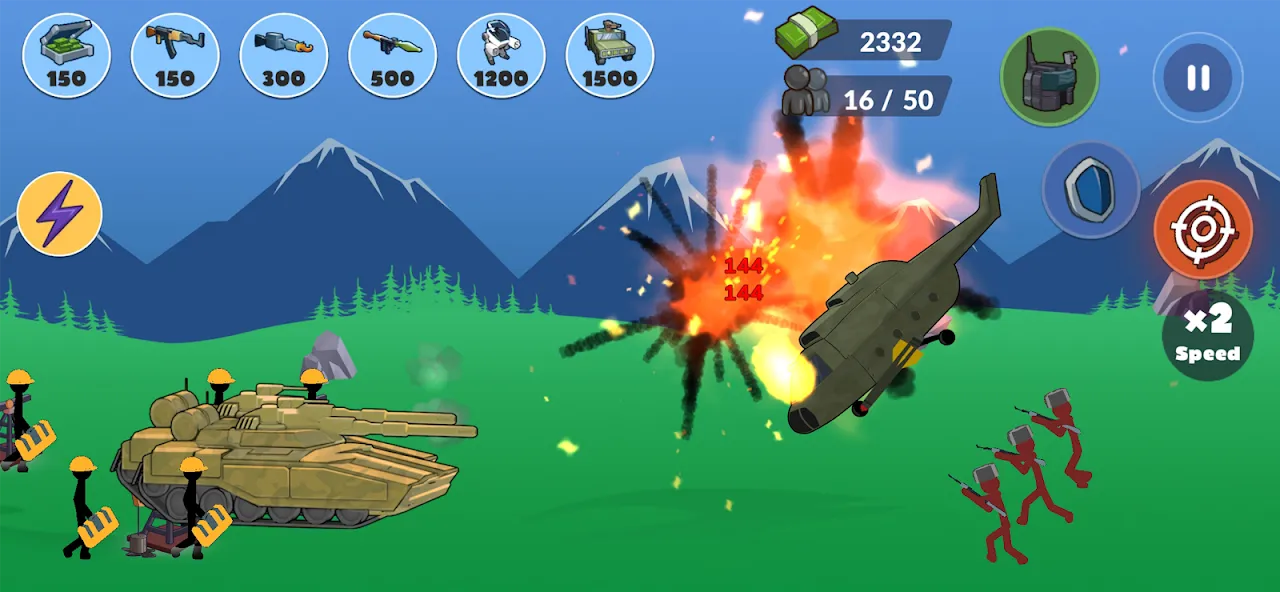 Capturas de tela do Stickman World War