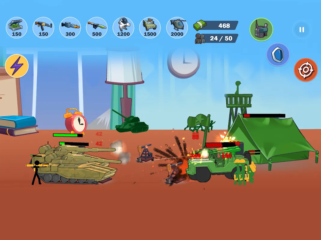 Capturas de tela do Stickman World War