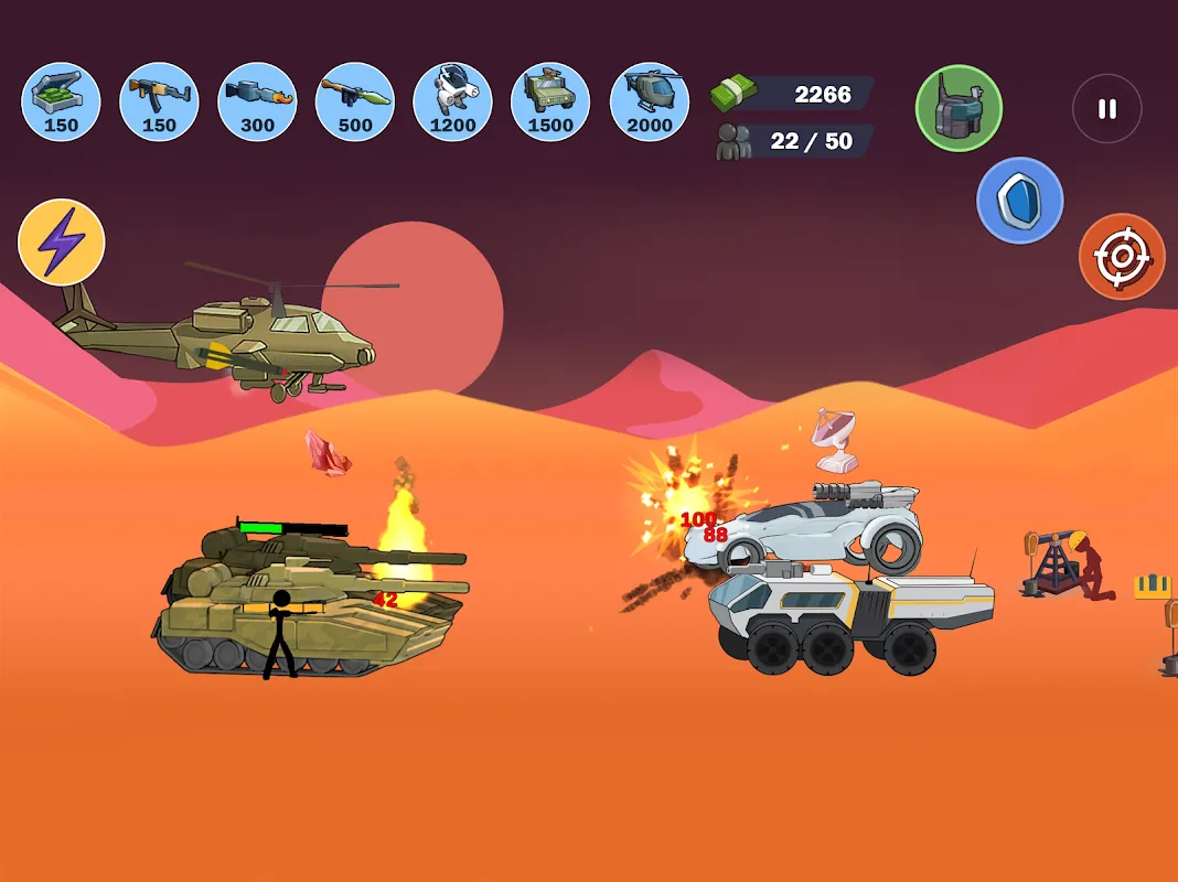 Capturas de tela do Stickman World War