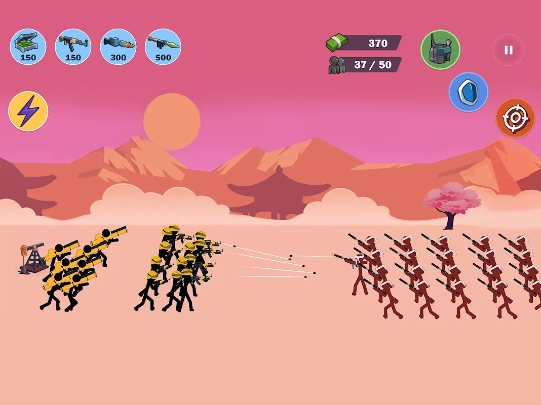Capturas de tela do Stickman World War
