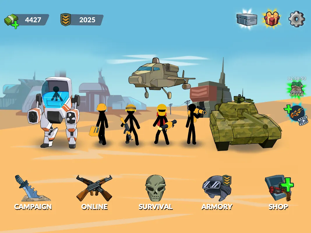 Capturas de tela do Stickman World War