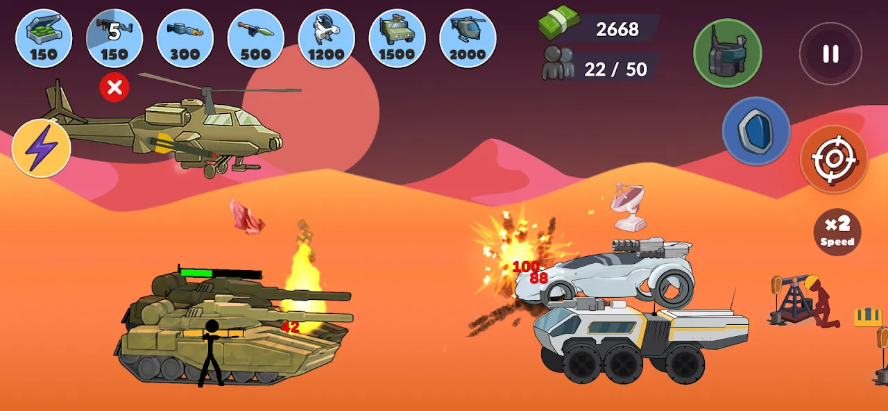 Capturas de tela do Stickman World War
