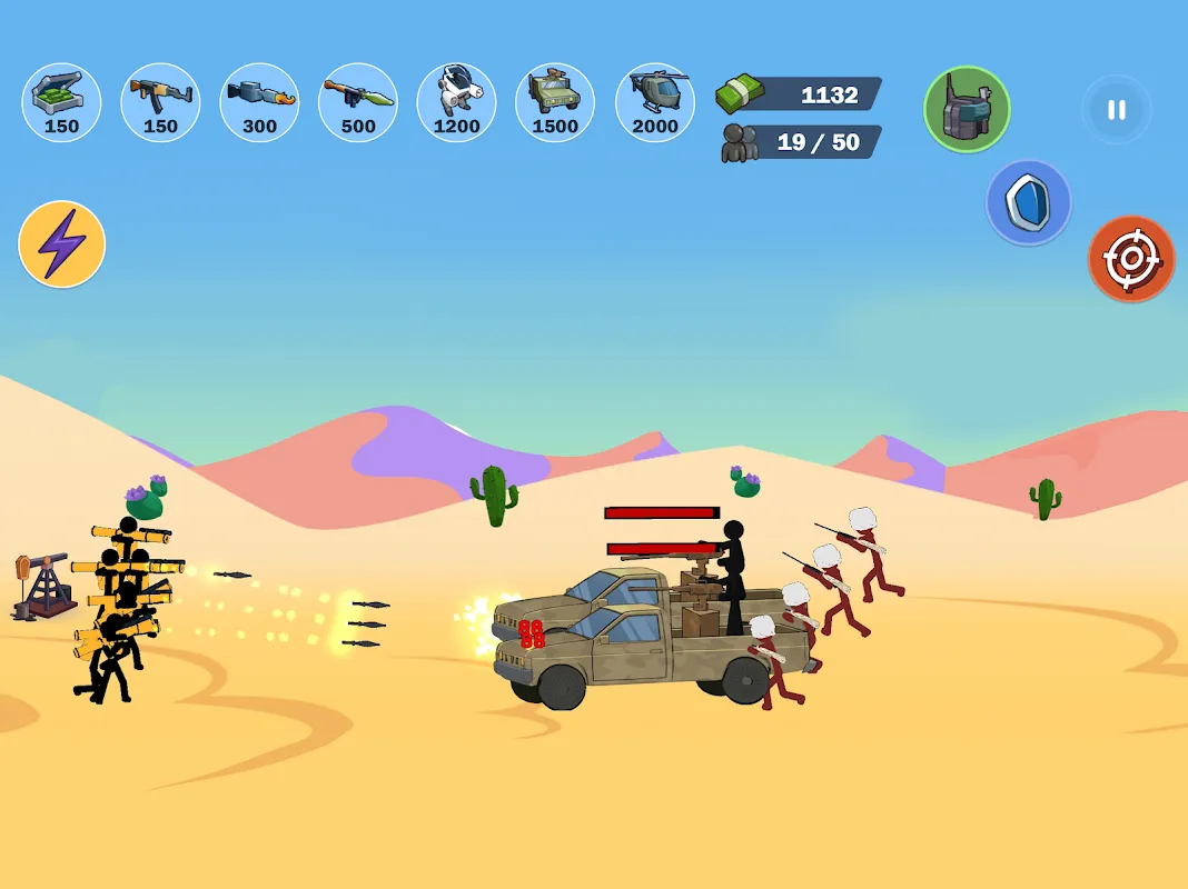 Capturas de tela do Stickman World War