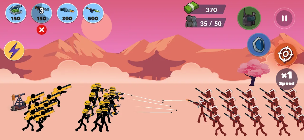 Capturas de tela do Stickman World War