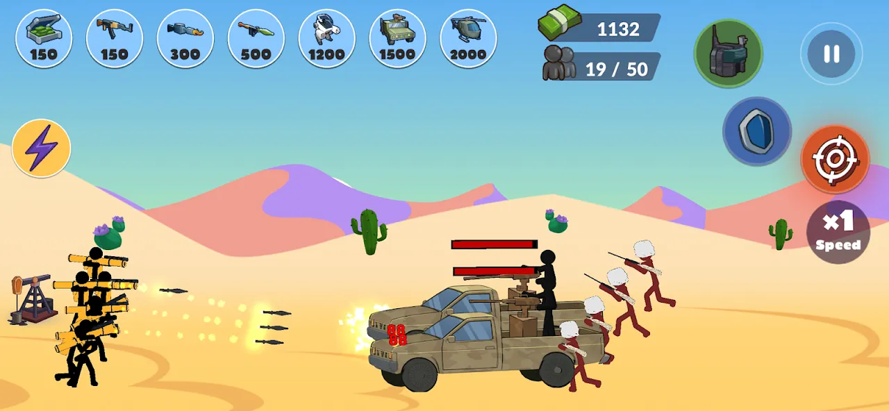 Capturas de tela do Stickman World War