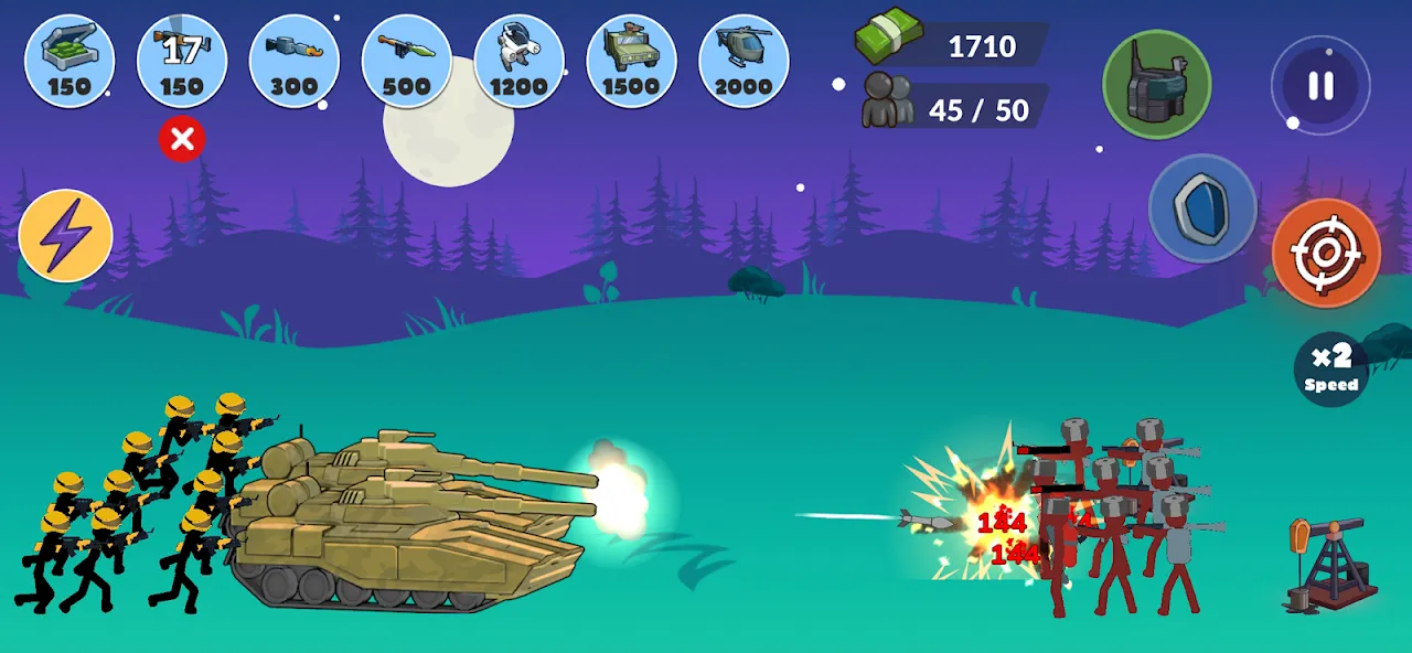 Capturas de tela do Stickman World War