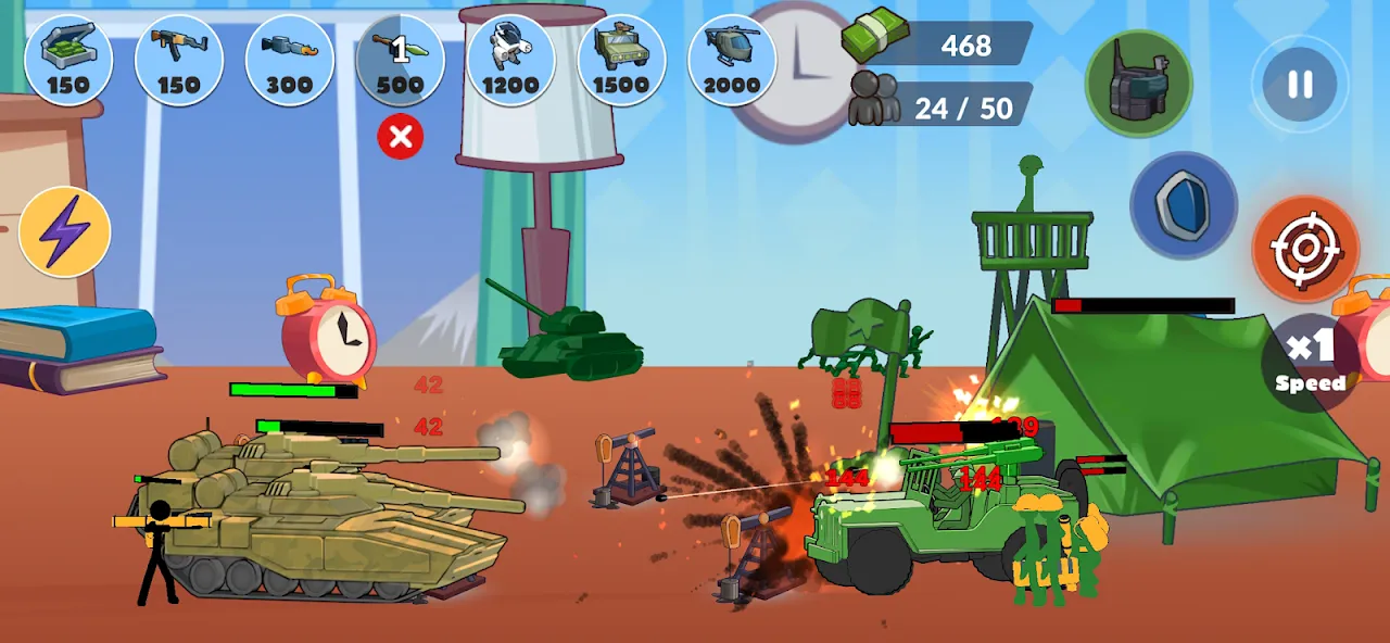 Capturas de tela do Stickman World War