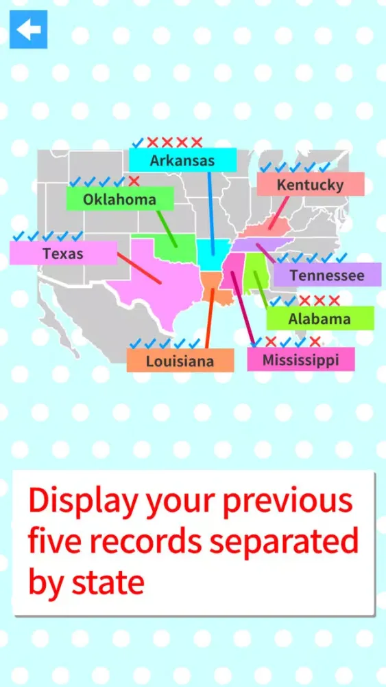 Capturas de pantalla de US States & Capitals Map Quiz