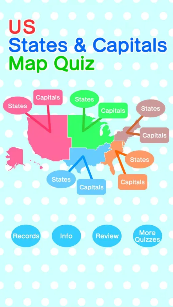 Capturas de pantalla de US States & Capitals Map Quiz