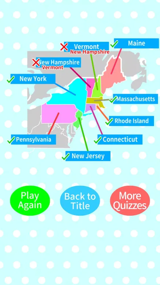 Capturas de pantalla de US States & Capitals Map Quiz